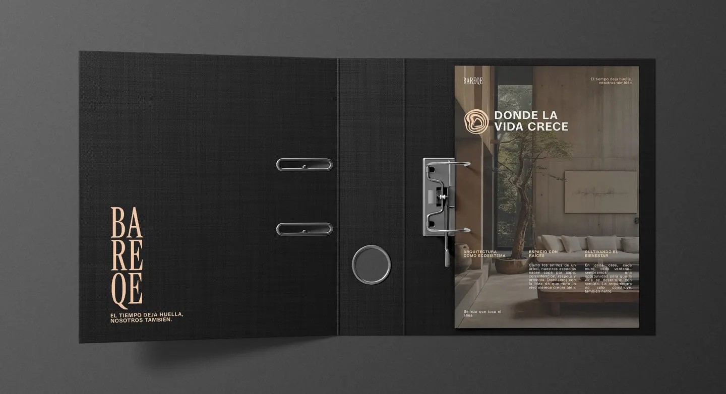 Bareqe — papelería y mockup editorial