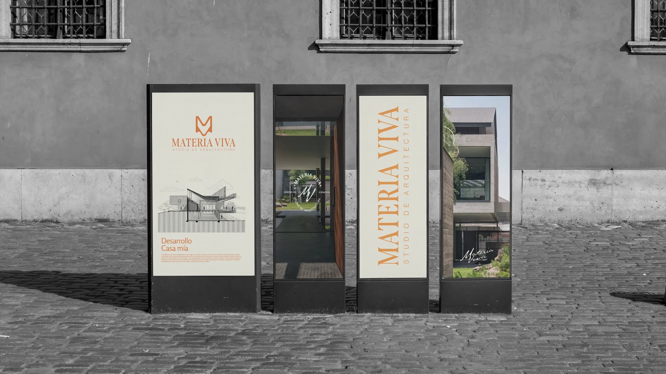 Materia Viva — señalética vertical